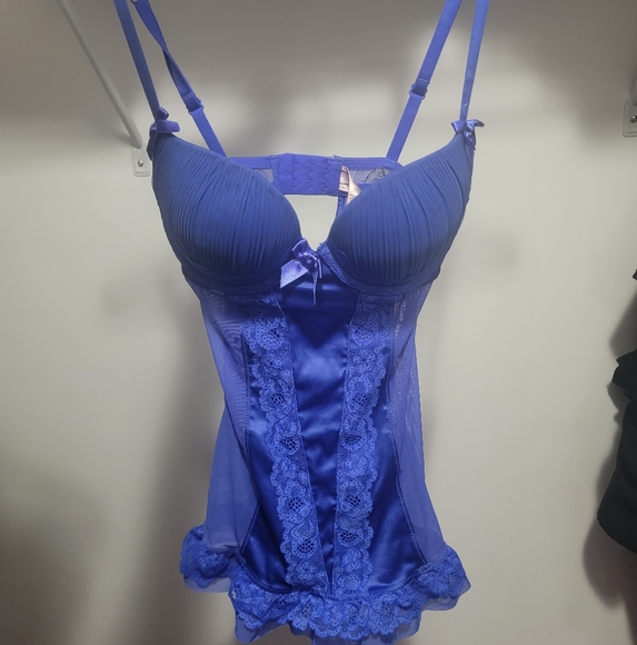 Shear XS LaSenza Blue Lingerie with Silk Ribbon and Frill - Picture 2 of 9